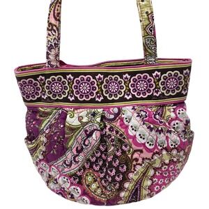 Vera Bradley Plum Petals Quilted Cotton Shoulder Bag Paisley Floral Purple Pink